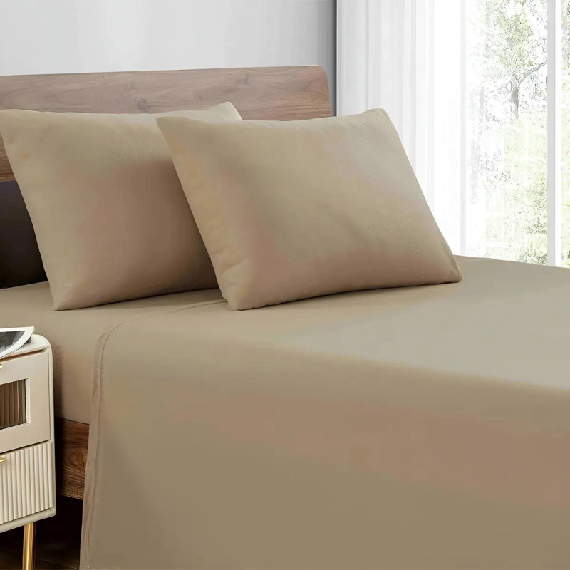 SABANA POLAR BEIGE PARA CAMA DE 1.5 PLAZAS CON FUNDA - 1