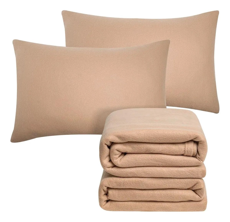 SABANA POLAR BEIGE PARA CAMA DE 1.5 PLAZAS CON FUNDA - 2