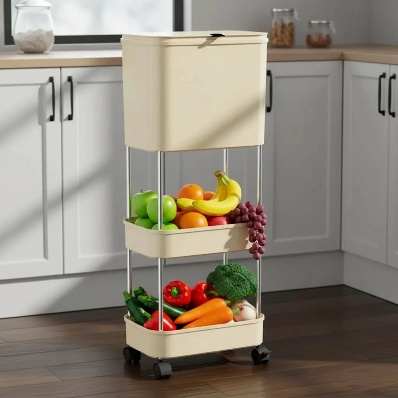 ESTANTE ORGANIZADOR VERTICAL CON COMPARTIMENTO PARA RESIDUOS - 1