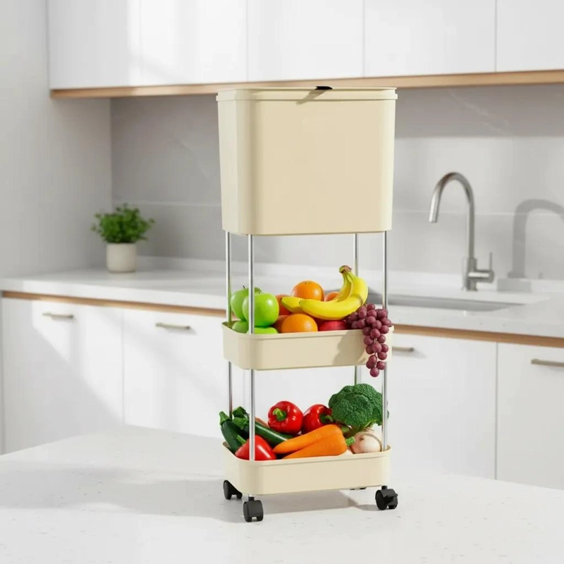 ESTANTE ORGANIZADOR VERTICAL CON COMPARTIMENTO PARA RESIDUOS - 10