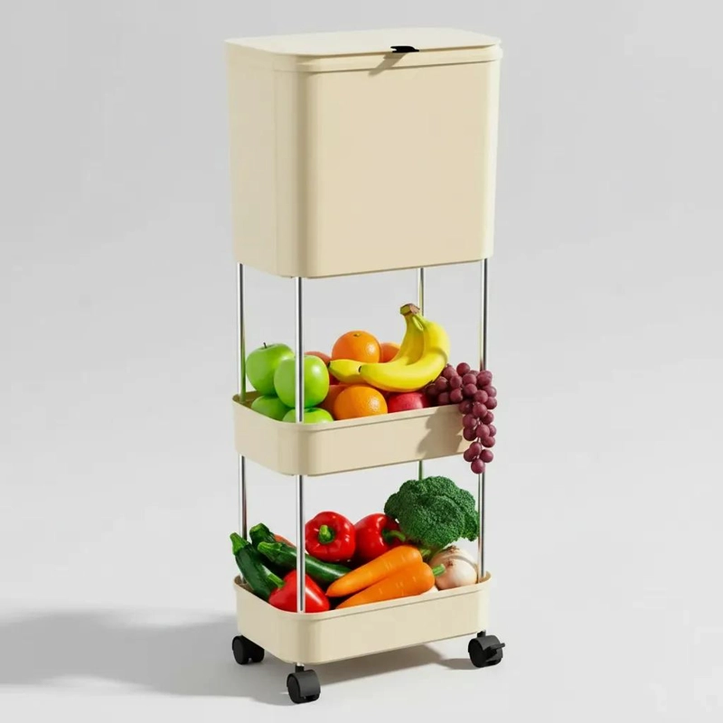 ESTANTE ORGANIZADOR VERTICAL CON COMPARTIMENTO PARA RESIDUOS - 8