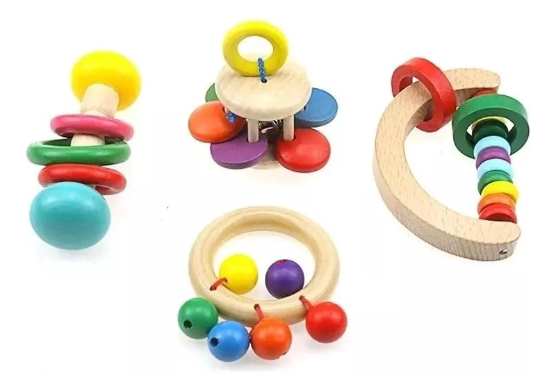 SONAJEROS DE MADERA PARA BEBE S ESTIMULACION TEMPRANA - 1