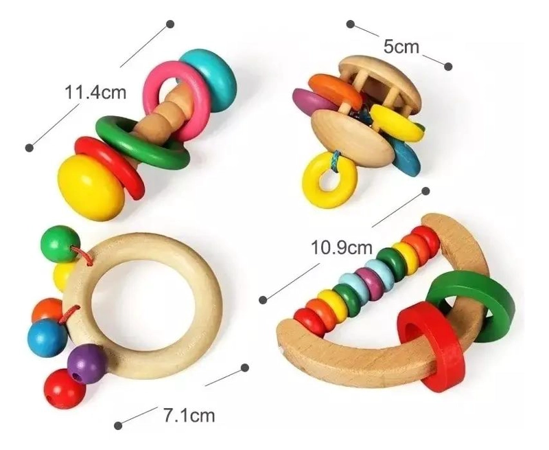 SONAJEROS DE MADERA PARA BEBE S ESTIMULACION TEMPRANA - 3