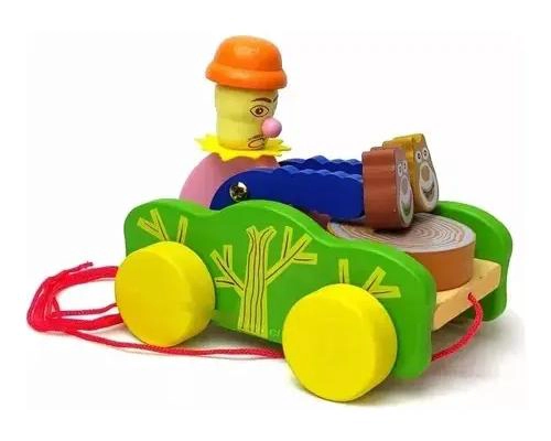 CARRO DE ARRASTRE COLORIDO CON TAMBOR MUSICAL PARA NIÑOS - 2
