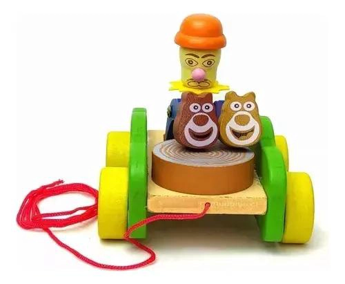 CARRO DE ARRASTRE COLORIDO CON TAMBOR MUSICAL PARA NIÑOS - 4