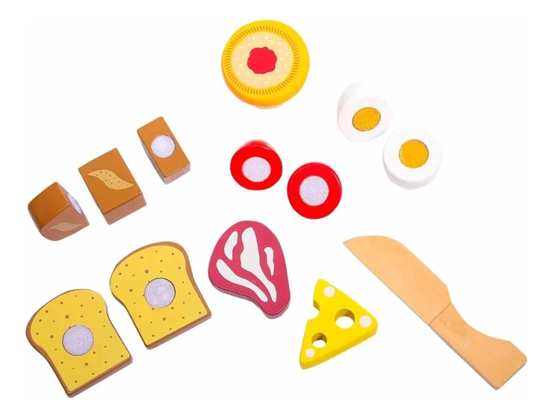 SET DIDACTICO DE COMIDA DE JUGUETE DE MADERA PARA NIÑOS - 1