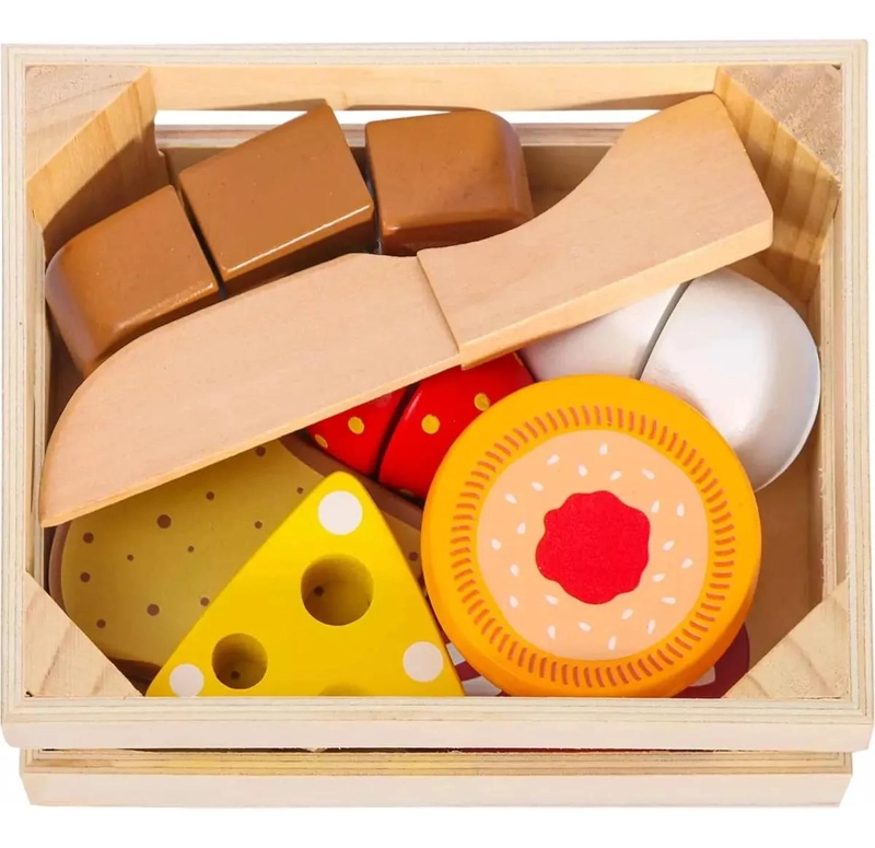 SET DIDACTICO DE COMIDA DE JUGUETE DE MADERA PARA NIÑOS - 4