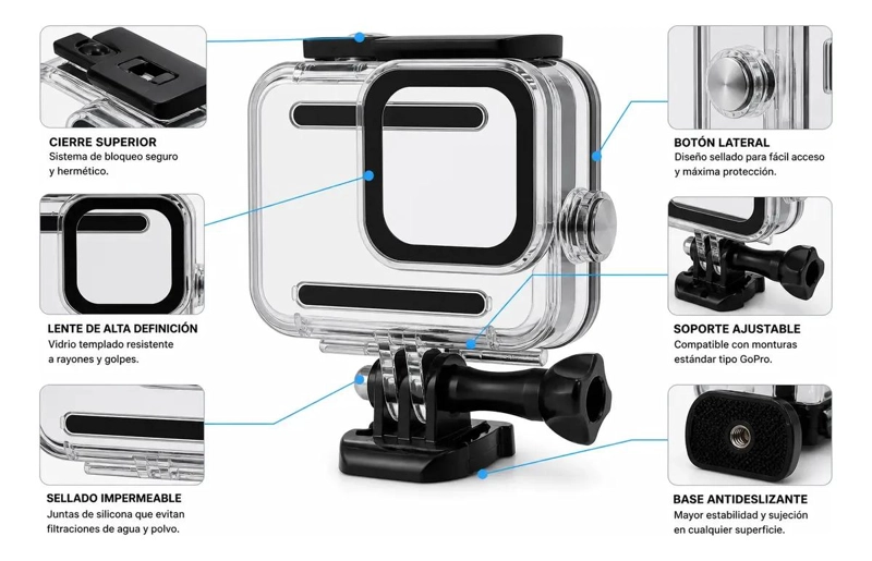 CARCASA IMPERMEABLE PARA CAMARAS DEPORTIVAS GOPRO HERO 9 10 11 12 - 3
