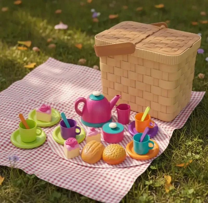 SET DE CANASTA PICNIC CON ACCESORIOS PARA JUEGO DE TE  INFANTIL - 1