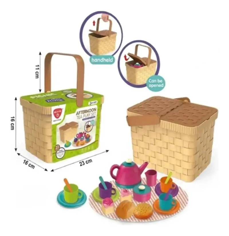 SET DE CANASTA PICNIC CON ACCESORIOS PARA JUEGO DE TE  INFANTIL - 7