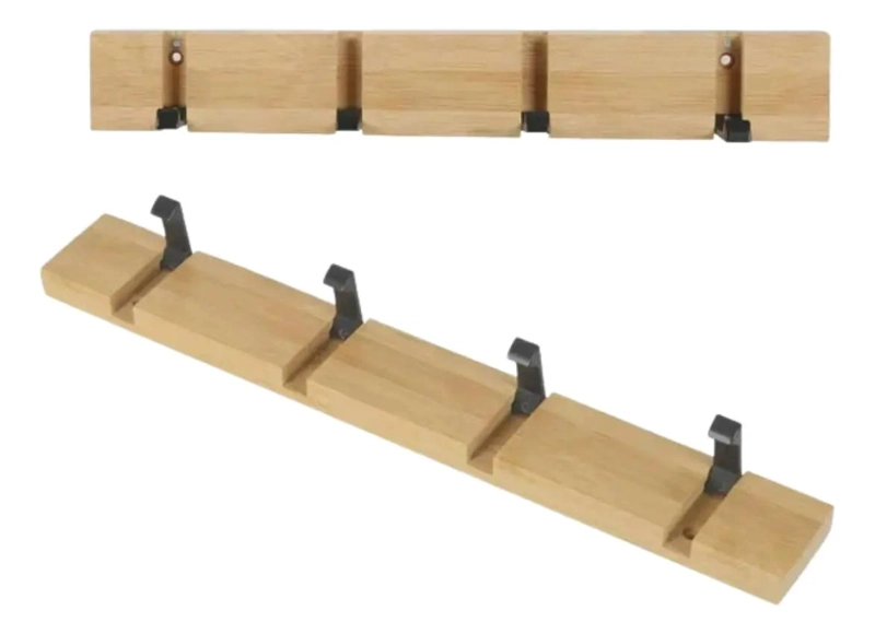 PERCHERO DE MADERA CON 4 GANCHOS PARA COLGAR PRENDAS - 4