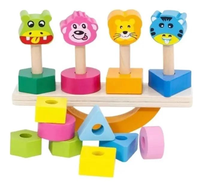 JUGUETE DIDACTICO DE APILAMIENTO DE ANIMALES DE MADERA - 1