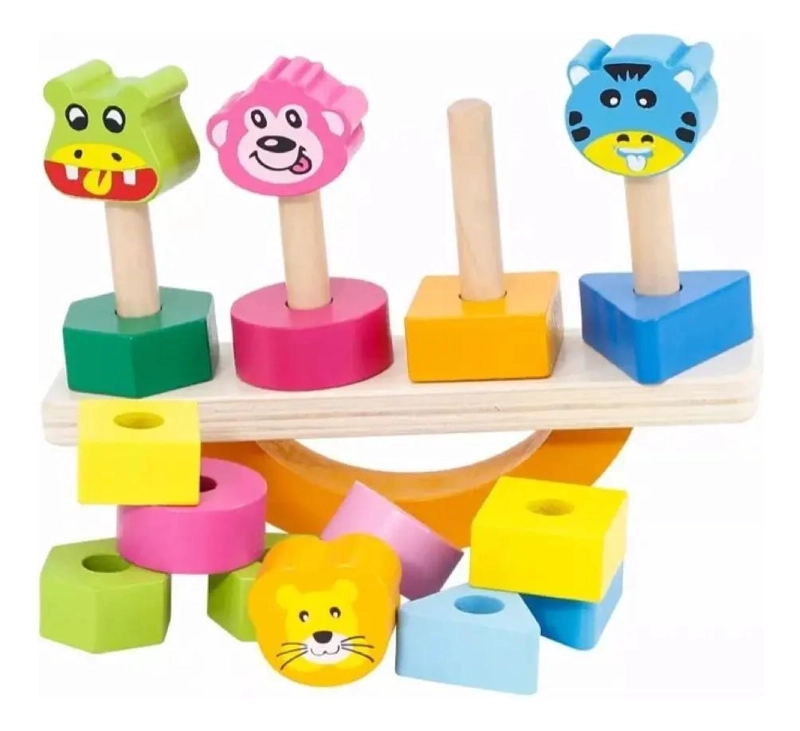 JUGUETE DIDACTICO DE APILAMIENTO DE ANIMALES DE MADERA - 2