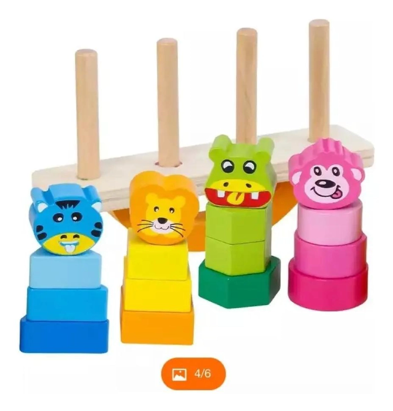 JUGUETE DIDACTICO DE APILAMIENTO DE ANIMALES DE MADERA - 6