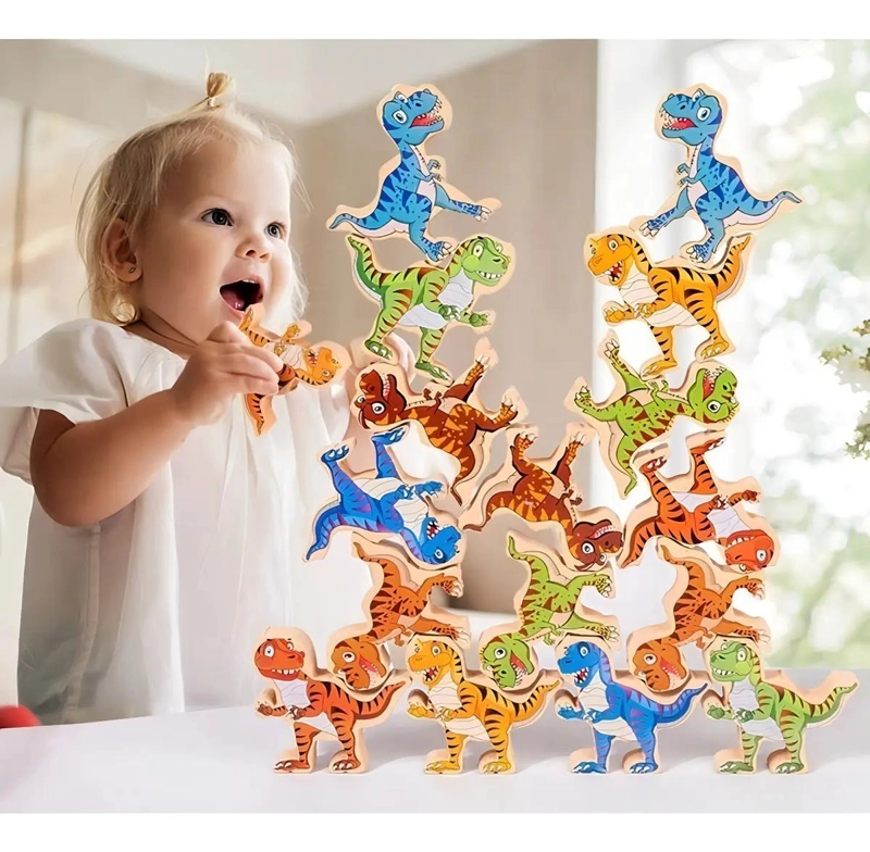 BLOQUES DE MADERA DINOSAURIOS PARA JUGAR Y APRENDER - 6