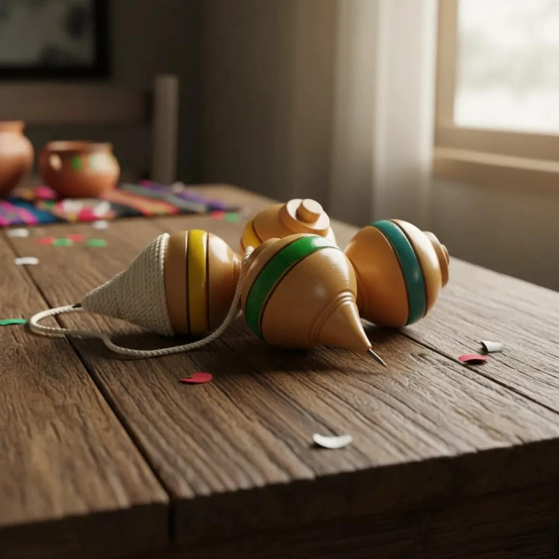 JUEGO DE 12 TROMPOS DE MADERA PARA NIÑOS - 1