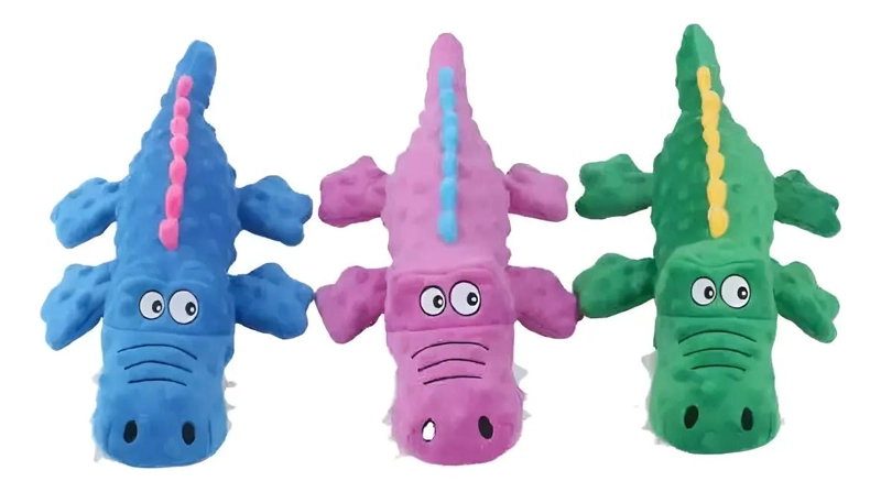 JUGUETE PELUCHE COCODRILO MASTICABLE PARA MASCOTAS COLOR SORPRESA - 1
