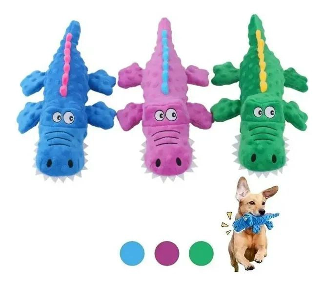 JUGUETE PELUCHE COCODRILO MASTICABLE PARA MASCOTAS COLOR SORPRESA - 2