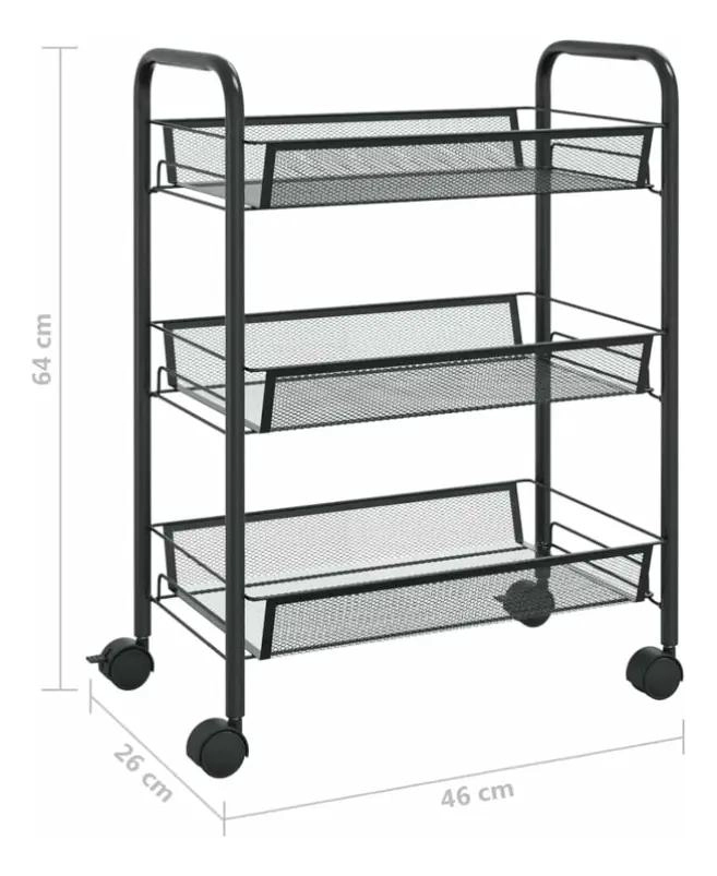 CARRITO METALICO ORGANIZADOR DE 3 NIVELES CON RUEDAS - 2