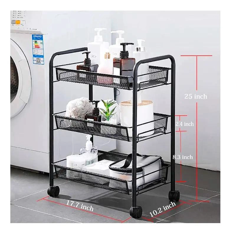 CARRITO METALICO ORGANIZADOR DE 3 NIVELES CON RUEDAS - 5