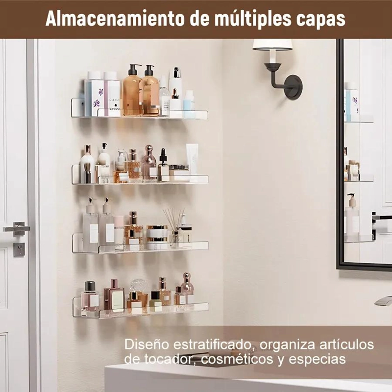 JUEGO DE 4 REPISAS ACRILICAS PARA ORGANIZAR ESPACIOS EN BAÑO - 2