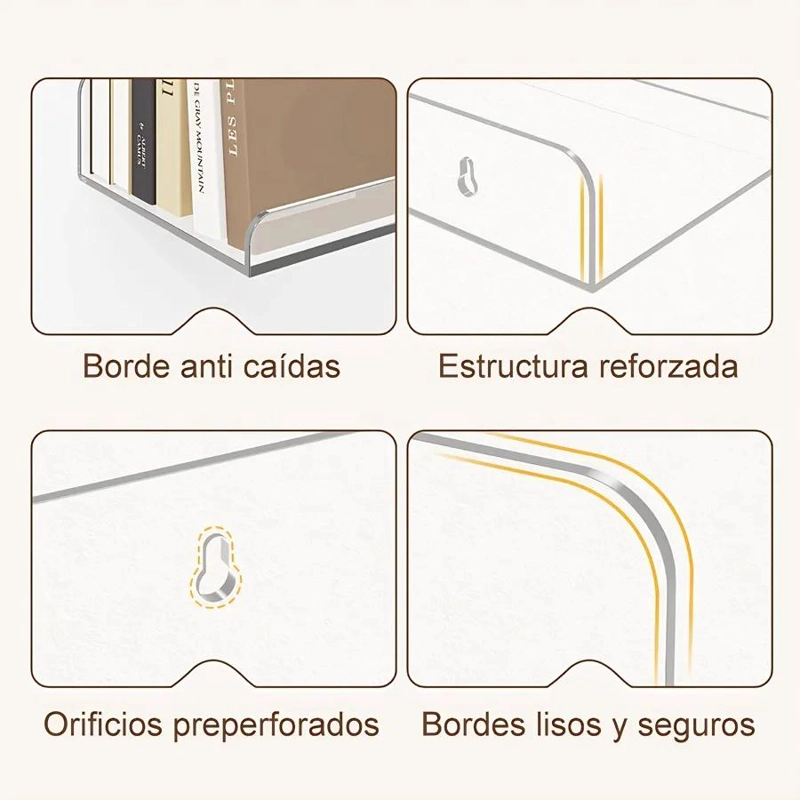 JUEGO DE 4 REPISAS ACRILICAS PARA ORGANIZAR ESPACIOS EN BAÑO - 3