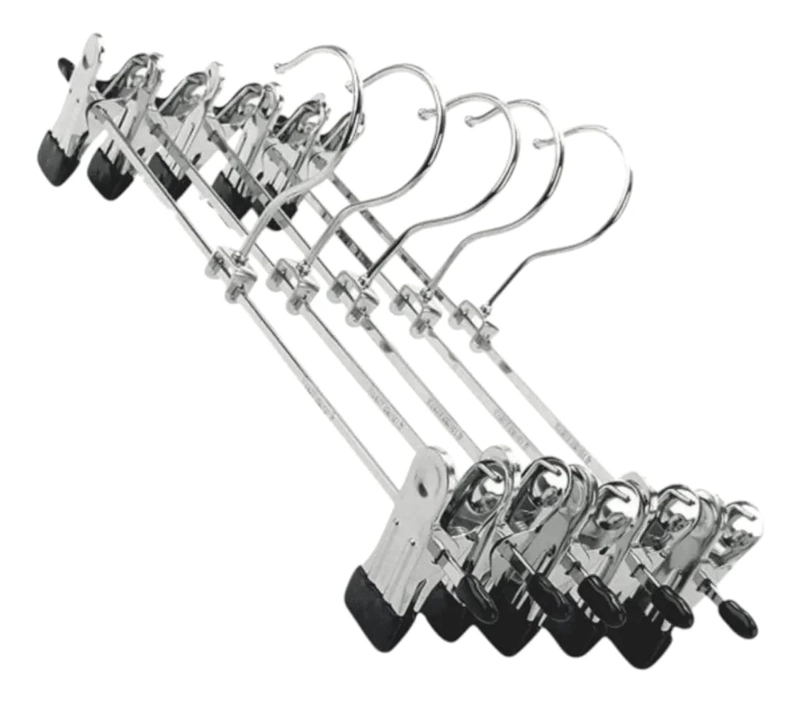 PACK DE 10 COLGADORES METALICOS CON PINZAS PARA ROPA - 1