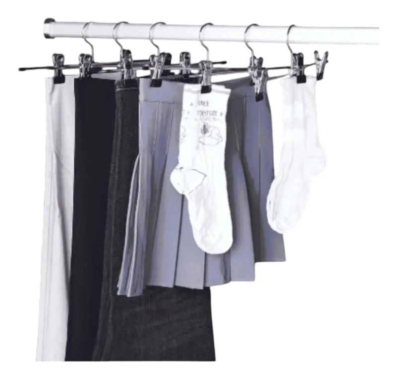 PACK DE 10 COLGADORES METALICOS CON PINZAS PARA ROPA - 2