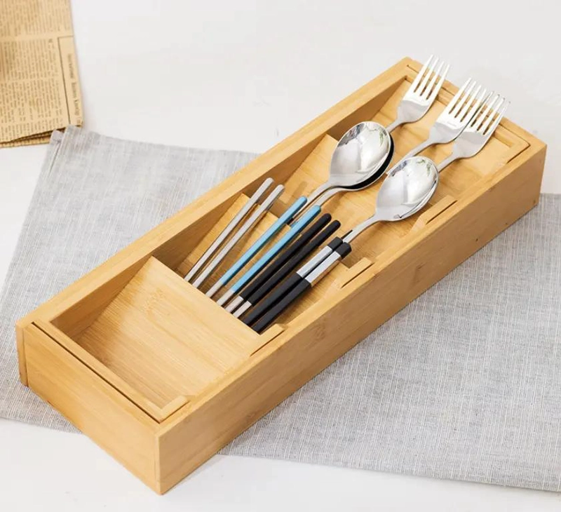CAJA DE MADERA PARA ORGANIZAR CUBIERTOS Y UTENSILIOS - 3