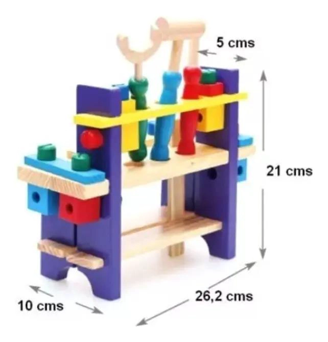 BANCO DE HERRAMIENTAS DE MADERA PARA NIÑOS DIDACTICO - 3
