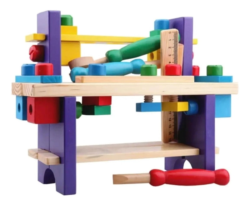 BANCO DE HERRAMIENTAS DE MADERA PARA NIÑOS DIDACTICO - 4