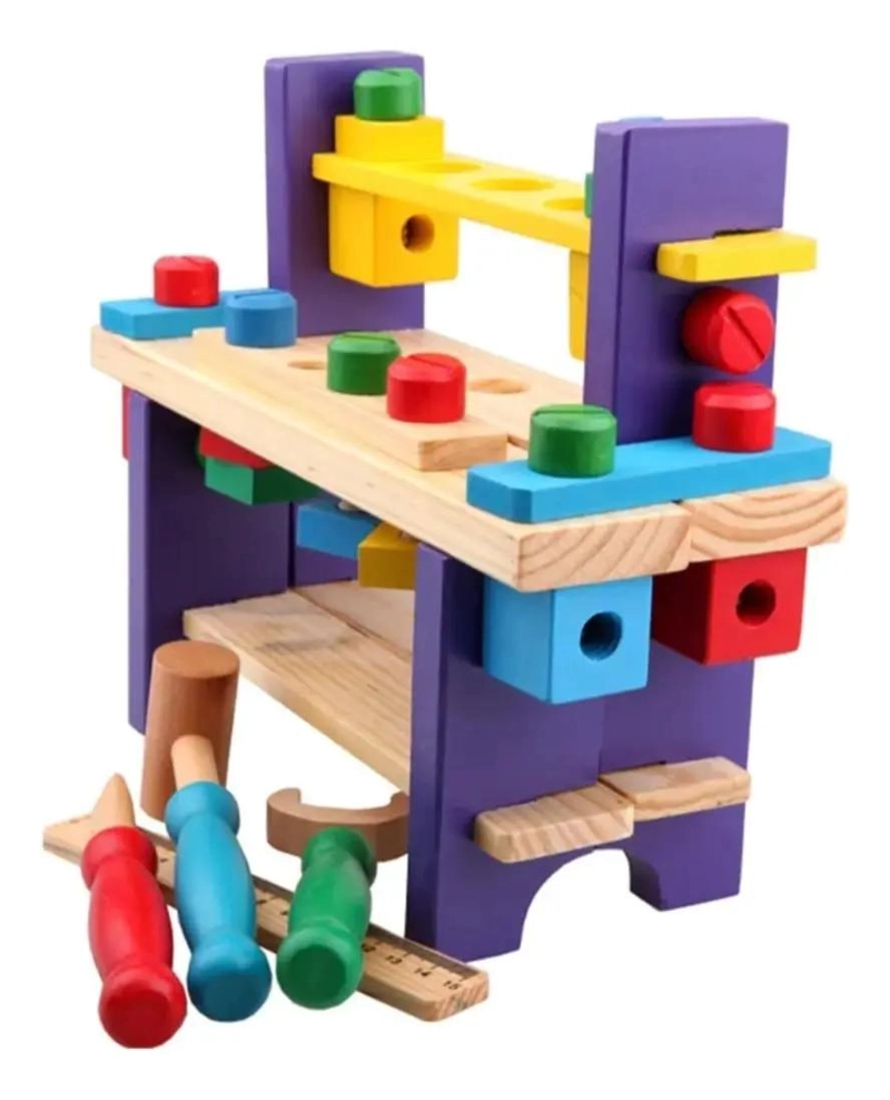 BANCO DE HERRAMIENTAS DE MADERA PARA NIÑOS DIDACTICO - 6