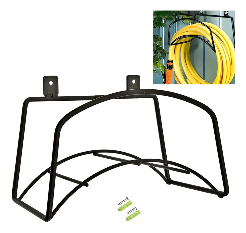 SOPORTE METALICO PARA MANGUERA DE JARDIN CON MONTAJE EN PARED - 1