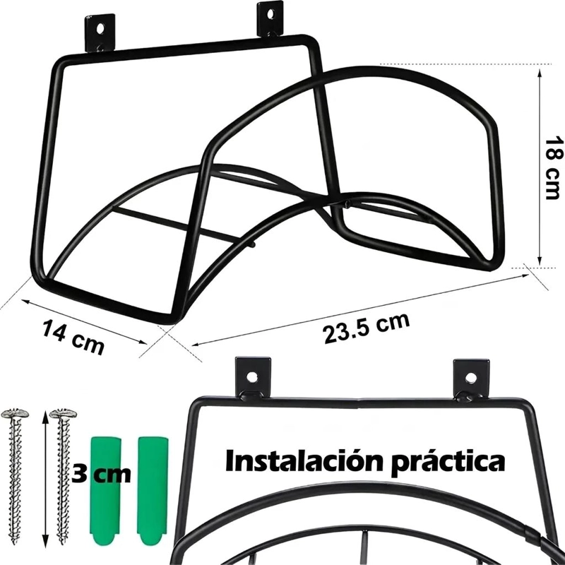 SOPORTE METALICO PARA MANGUERA DE JARDIN CON MONTAJE EN PARED - 3