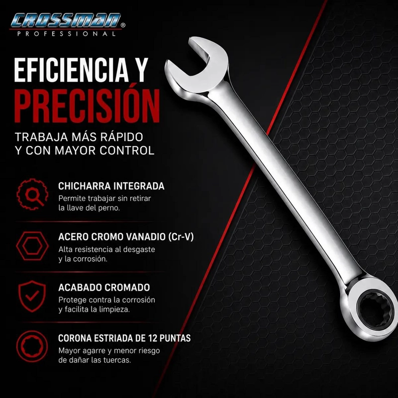 LLAVE PUNTA Y CORONA CON CHICHARRA 9MM PARA MECANICA - 2