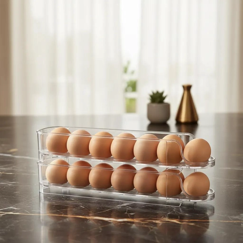 ORGANIZADOR APILABLE PARA 14 HUEVOS DE PLASTICO RESISTENTE - 2