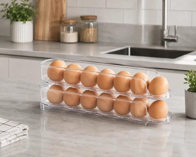 ORGANIZADOR APILABLE PARA 14 HUEVOS DE PLASTICO RESISTENTE - 4