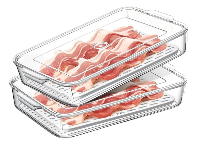 ORGANIZADOR ACRILICO PARA REFRIGERADOR CON TAPA PARA FRUTAS Y VERDURAS - 1
