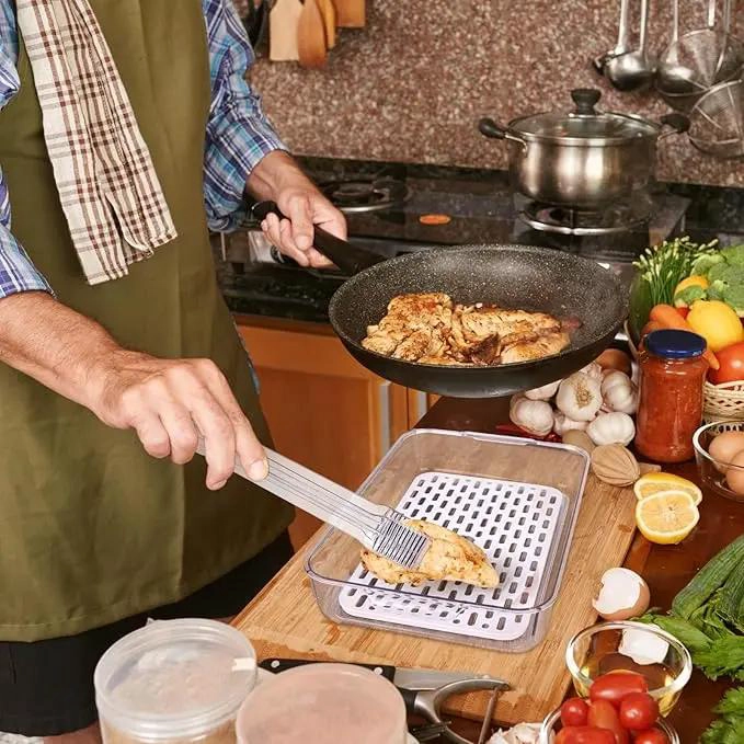ORGANIZADOR ACRILICO PARA REFRIGERADOR CON TAPA PARA FRUTAS Y VERDURAS - 10