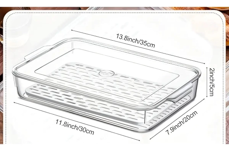ORGANIZADOR ACRILICO PARA REFRIGERADOR CON TAPA PARA FRUTAS Y VERDURAS - 2