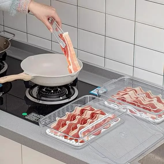 ORGANIZADOR ACRILICO PARA REFRIGERADOR CON TAPA PARA FRUTAS Y VERDURAS - 5