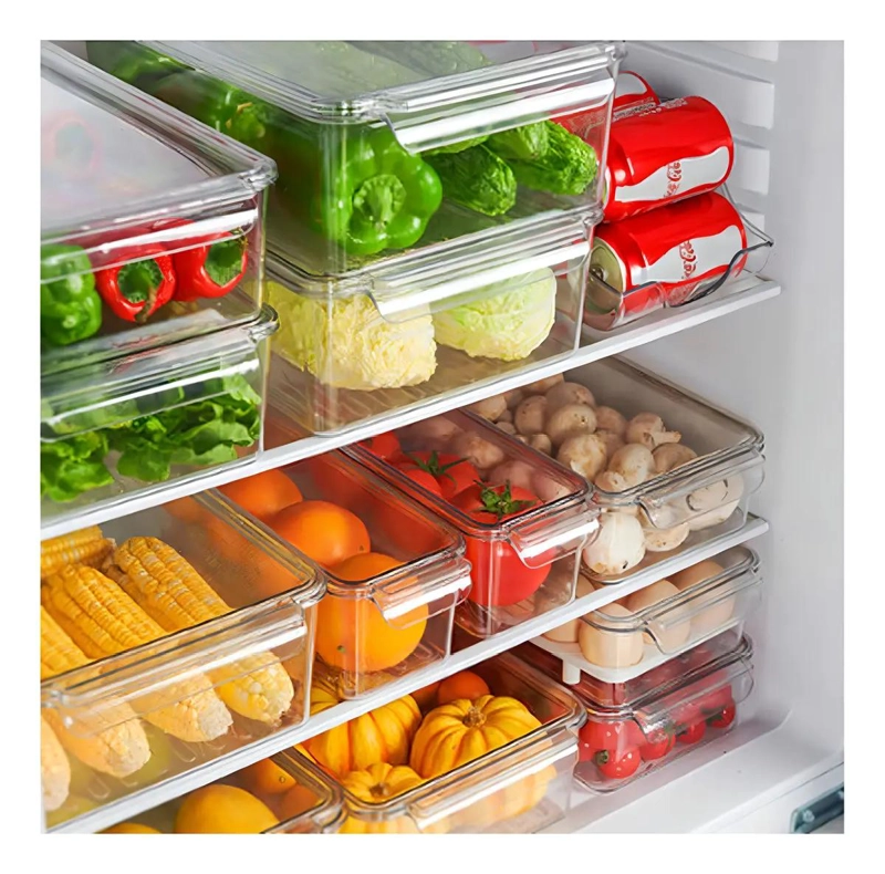 ORGANIZADOR ACRILICO PARA REFRIGERADOR CON TAPA PARA FRUTAS Y VERDURAS - 8