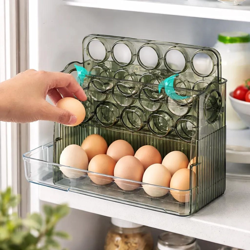 CONTENEDOR ORGANIZADOR DE HUEVOS APILABLE CON 30 CAVIDADES - 1