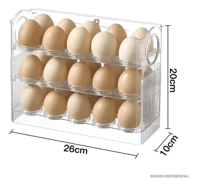 CONTENEDOR ORGANIZADOR DE HUEVOS APILABLE CON 30 CAVIDADES - 2