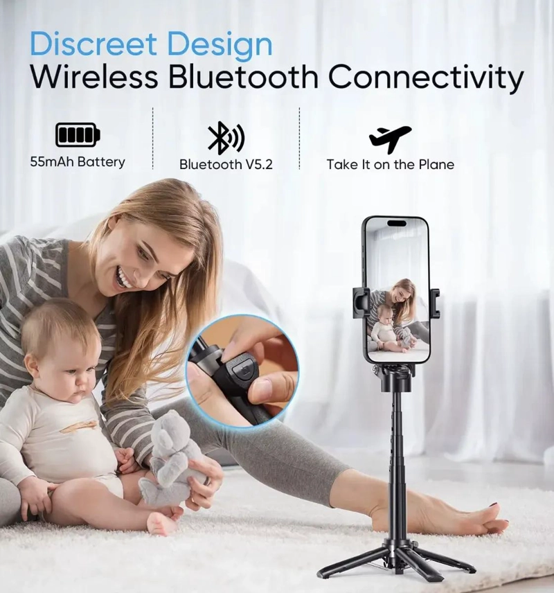MINI PALO SELFIE CUADROPODE BLUETOOTH DE 45 CM PARA CELULARES - 5