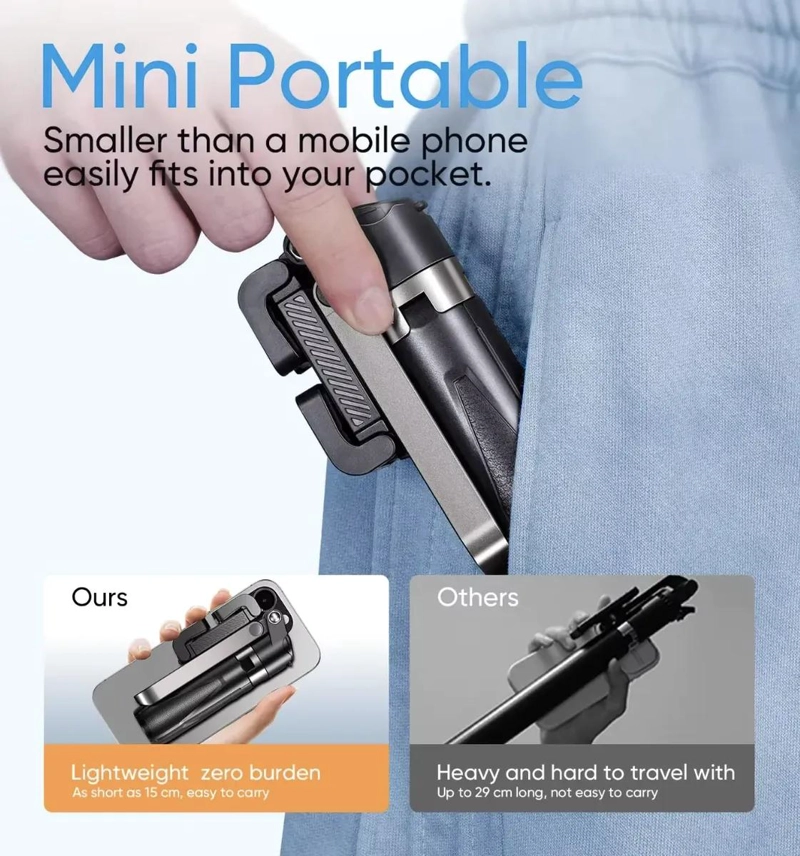 MINI PALO SELFIE CUADROPODE BLUETOOTH DE 45 CM PARA CELULARES - 7
