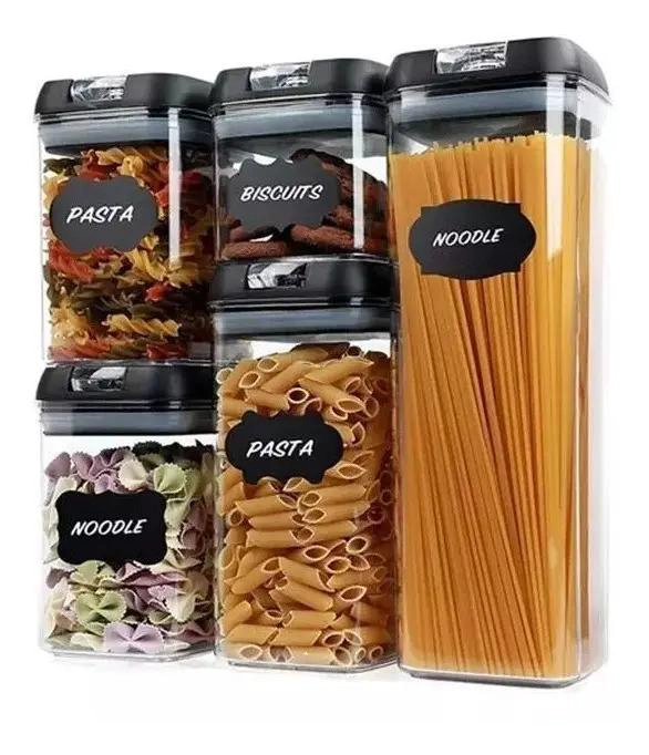 SET DE 5 CONTENEDORES ORGANIZADORES DE ALIMENTOS CON CIERRE HERME TICO - 2