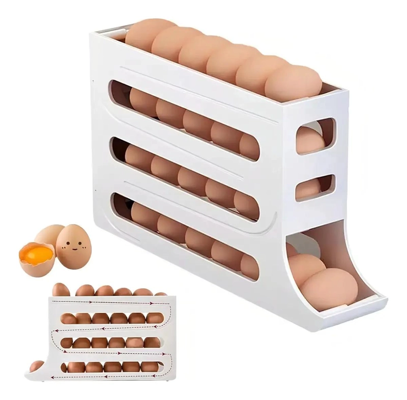 DISPENSADOR ORGANIZADOR DE HUEVOS PARA 30 HUEVOS EN COLOR BLANCO - 1