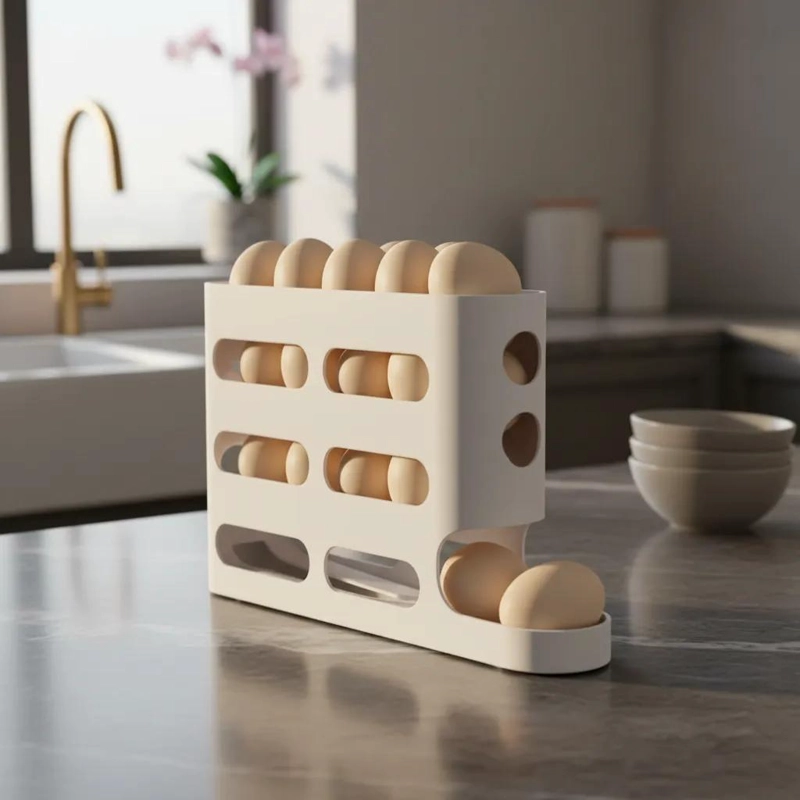 DISPENSADOR ORGANIZADOR DE HUEVOS CON 3 NIVELES PARA COCINA - 1