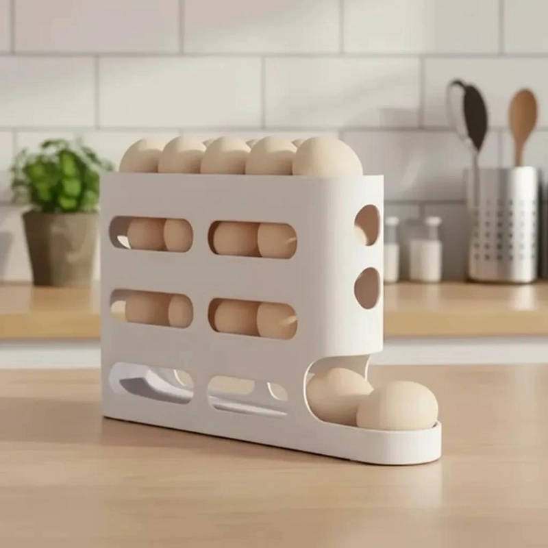 DISPENSADOR ORGANIZADOR DE HUEVOS CON 3 NIVELES PARA COCINA - 4